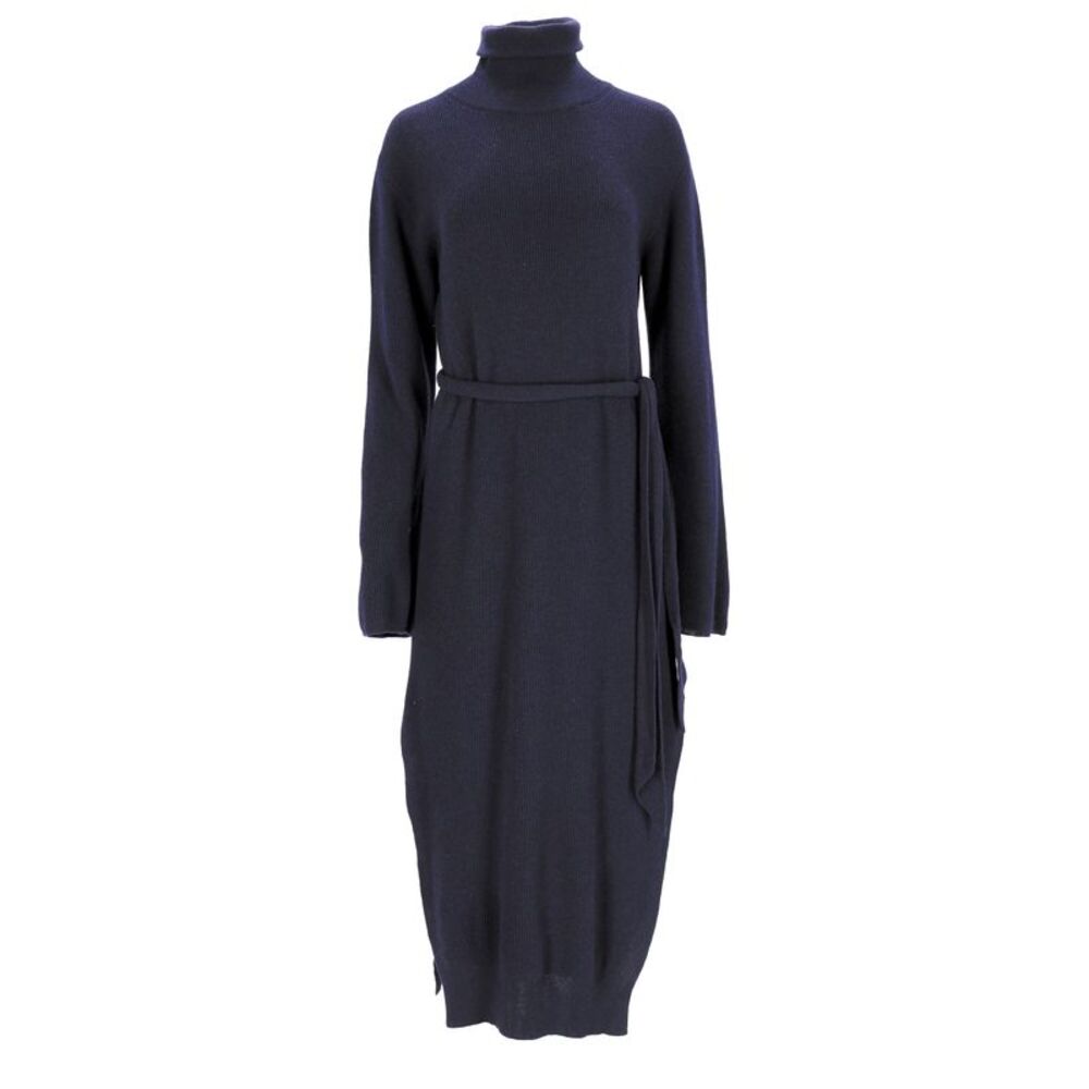 Nanushka Canaan Ribbed-Knit Midi Dress in Navy Wool